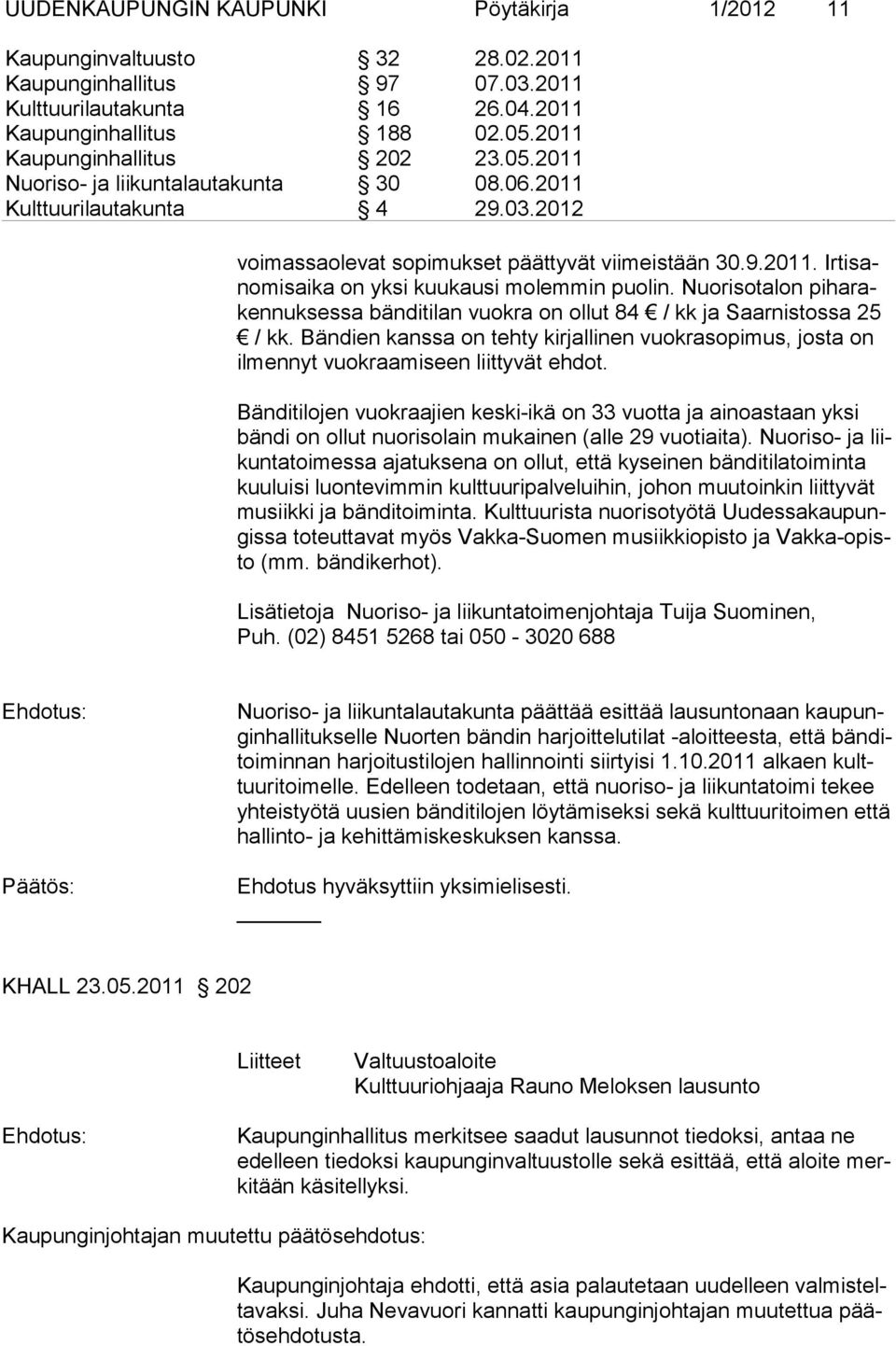 Nuorisotalon piharakennuksessa bänditilan vuokra on ollut 84 / kk ja Saarnistossa 25 / kk. Bändien kanssa on tehty kirjallinen vuokrasopimus, josta on ilmennyt vuokraamiseen liittyvät ehdot.