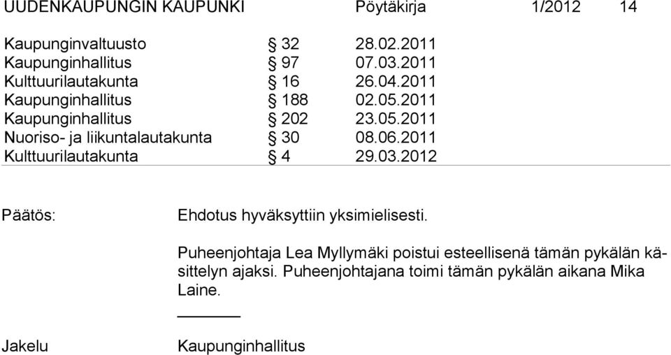 06.2011 Kulttuurilautakunta 4 29.03.