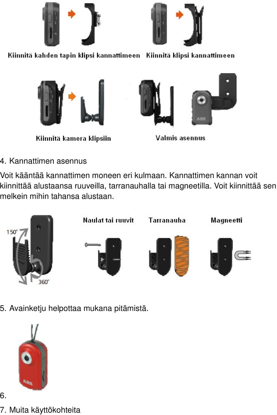 tarranauhalla tai magneetilla.