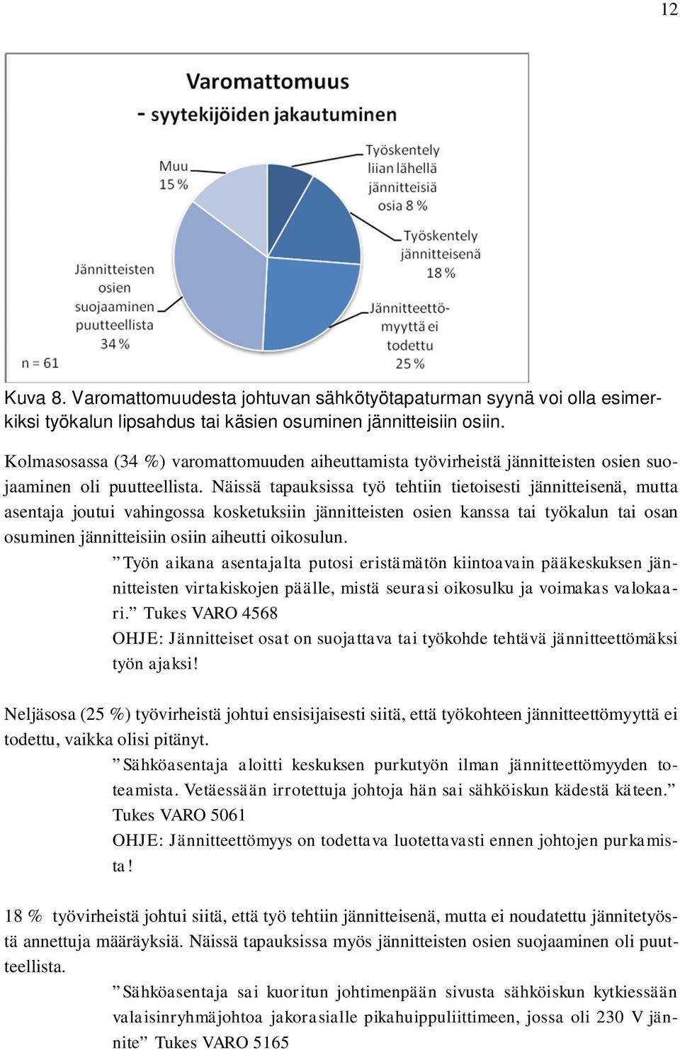 Näissä tapauksissa työ tehtiin tietoisesti jännitteisenä, mutta asentaja joutui vahingossa kosketuksiin jännitteisten osien kanssa tai työkalun tai osan osuminen jännitteisiin osiin aiheutti