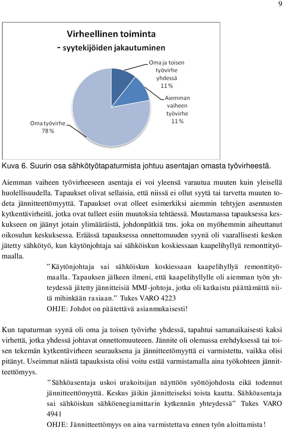 Tapaukset ovat olleet esimerkiksi aiemmin tehtyjen asennusten kytkentävirheitä, jotka ovat tulleet esiin muutoksia tehtäessä.