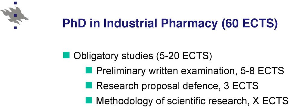 written examination, 5-8 ECTS Research