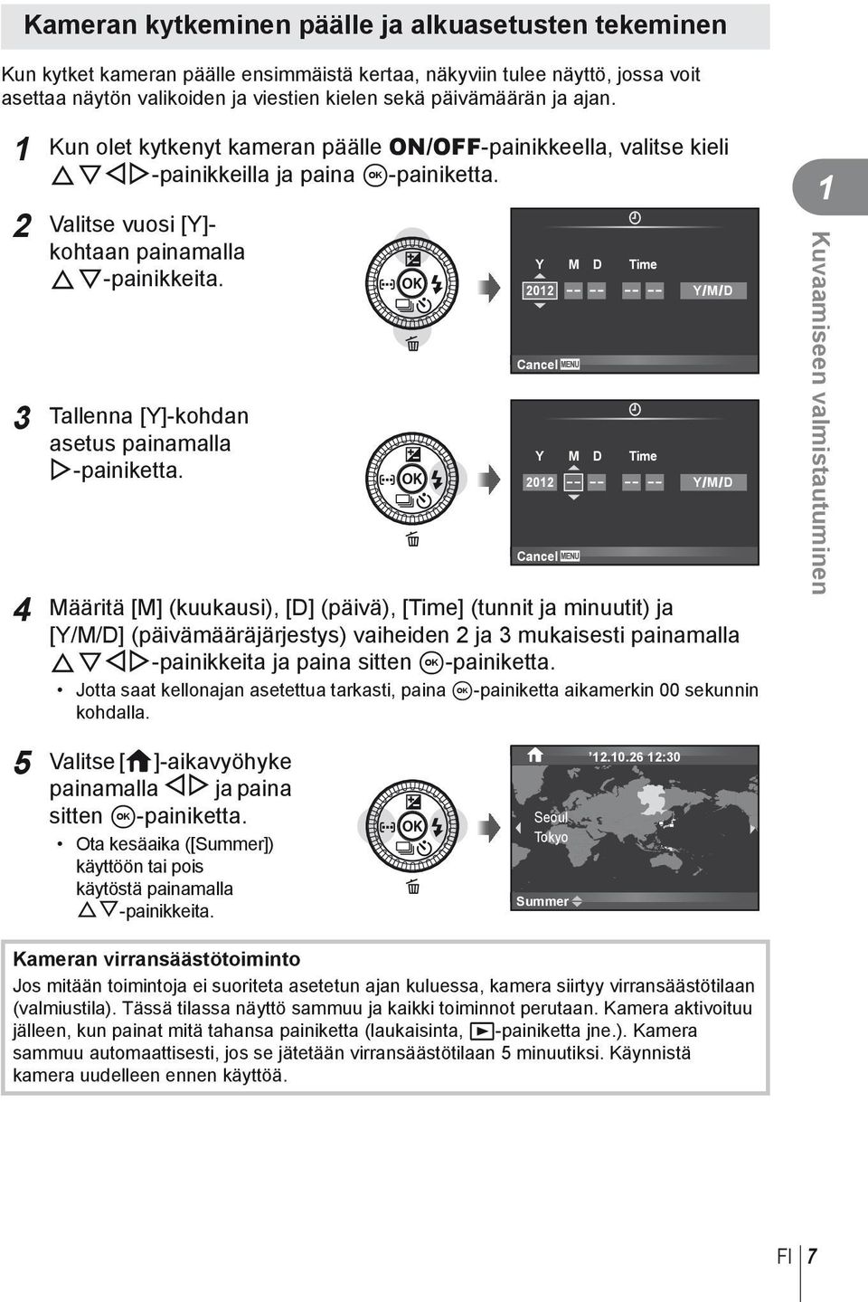 3 Tallenna [Y]-kohdan asetus painamalla I-painiketta.