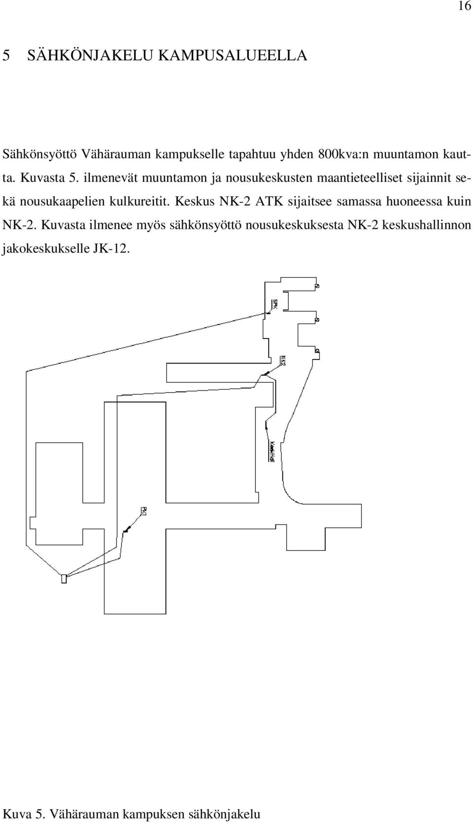 ilmenevät muuntamon ja nousukeskusten maantieteelliset sijainnit sekä nousukaapelien kulkureitit.