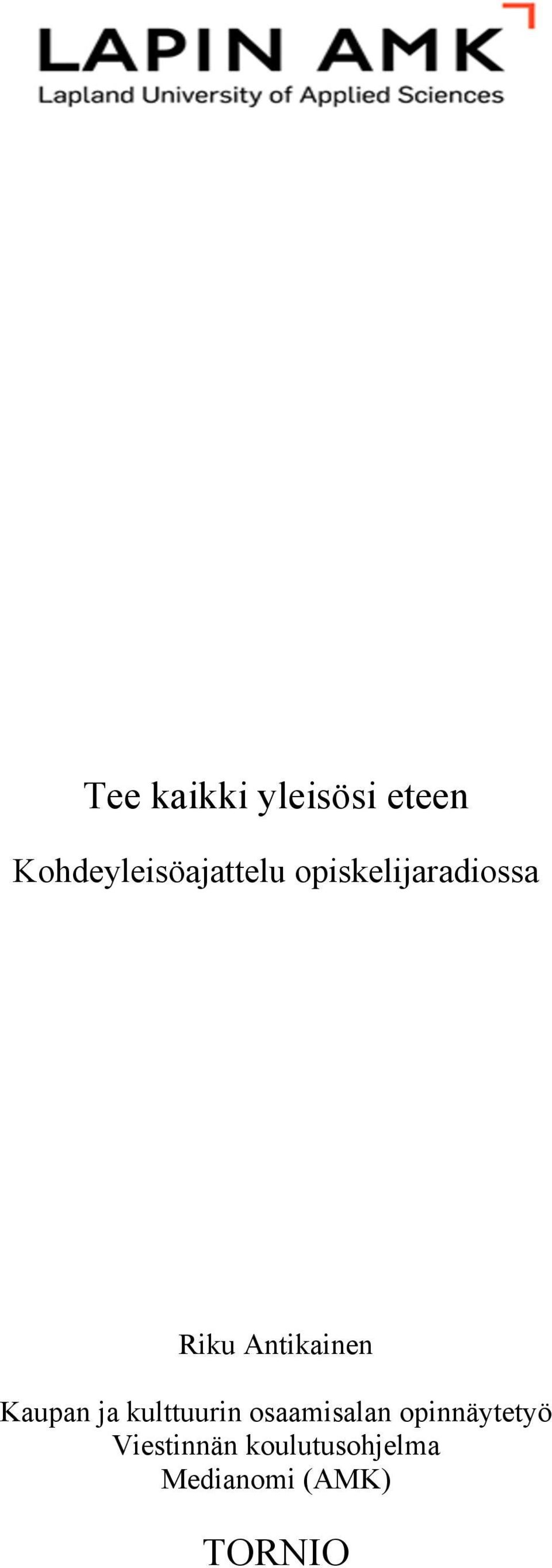 Antikainen Kaupan ja kulttuurin osaamisalan