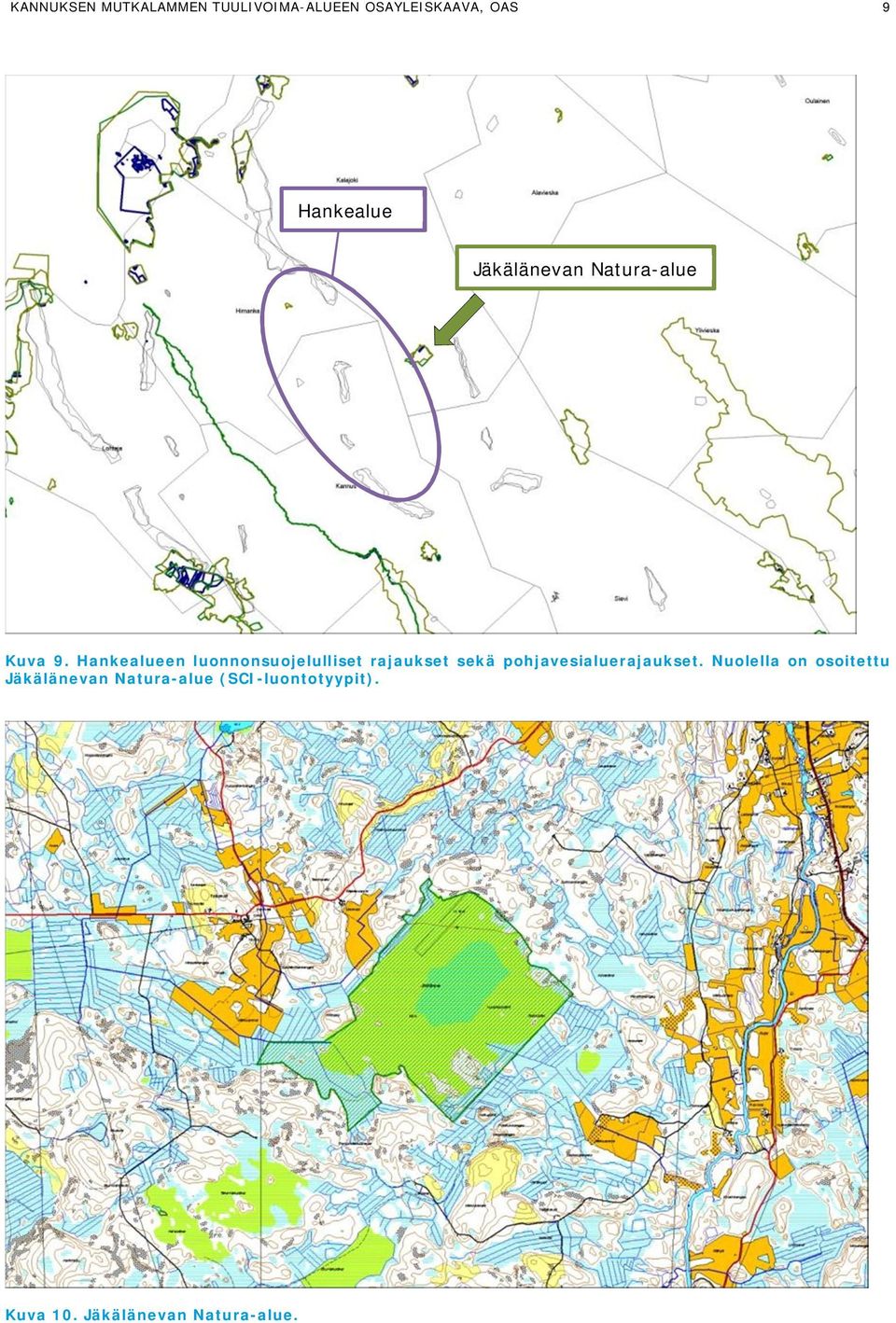 Hankealueen luonnonsuojelulliset rajaukset sekä
