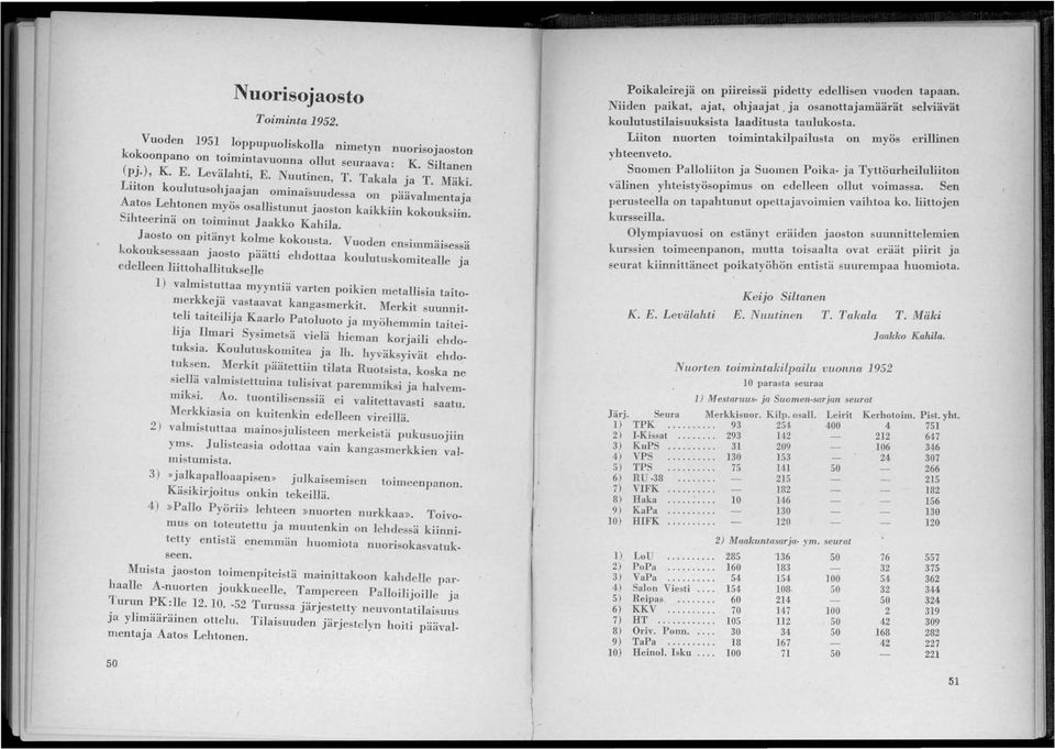 Vuoden ensimmäisessä kokouksessaan jaosto päätti ehdottaa koulutuskomitealle ja edelleen liittohallitukselle 1) valmistuttaa myyntiä varten poikien metallisia taitomerkkejä vastaavat kangasmerkit.