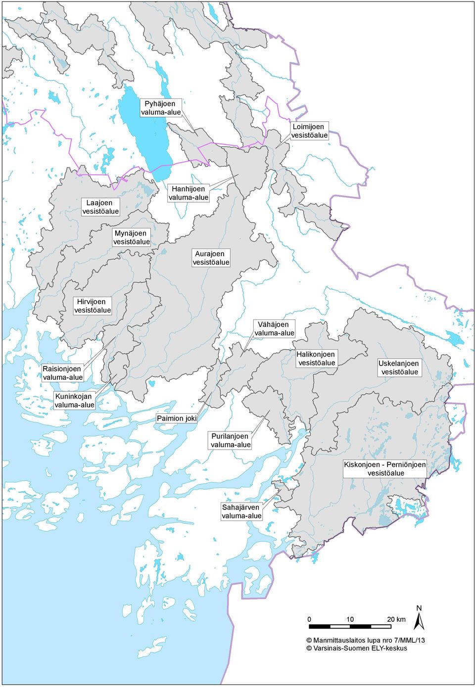 joki Purilanjoen Kiskonjoen - Perniönjoen Sahajärven ± 0 10 20