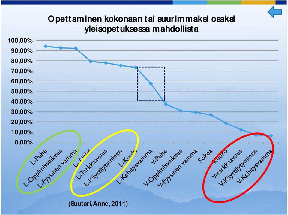 Opettaminen kokonaan tai suurimmaksi