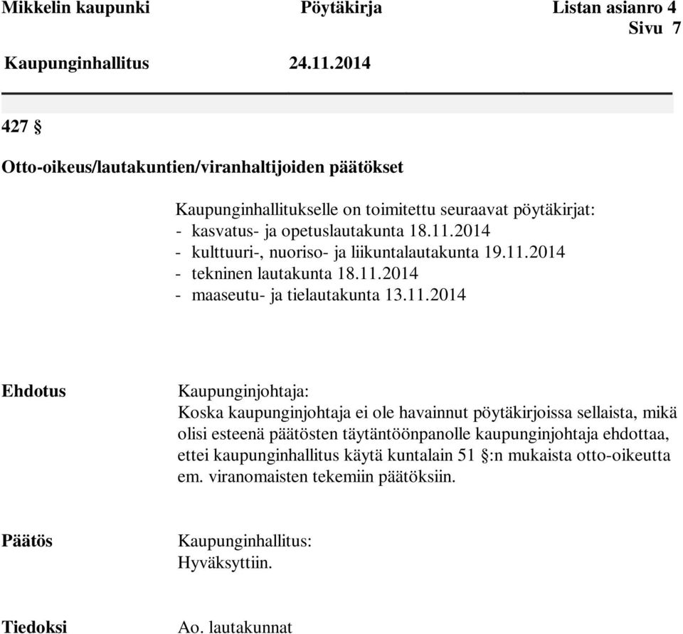 2014 - kulttuuri-, nuoriso- ja liikuntalautakunta 19.11.