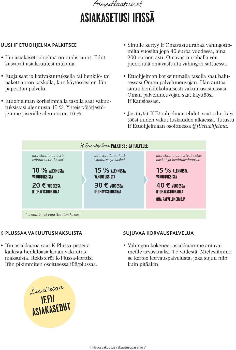 Yhteistyöjärjestöjemme jäsenille alennus on 16 %. Sinulle kertyy If Omavastuurahaa vahingottomilta vuosilta jopa 40 euroa vuodessa, aina 200 euroon asti.