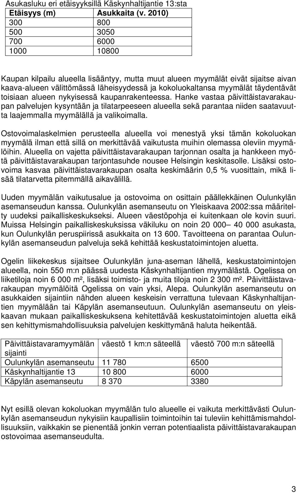 täydentävät toisiaan alueen nykyisessä kaupanrakenteessa.