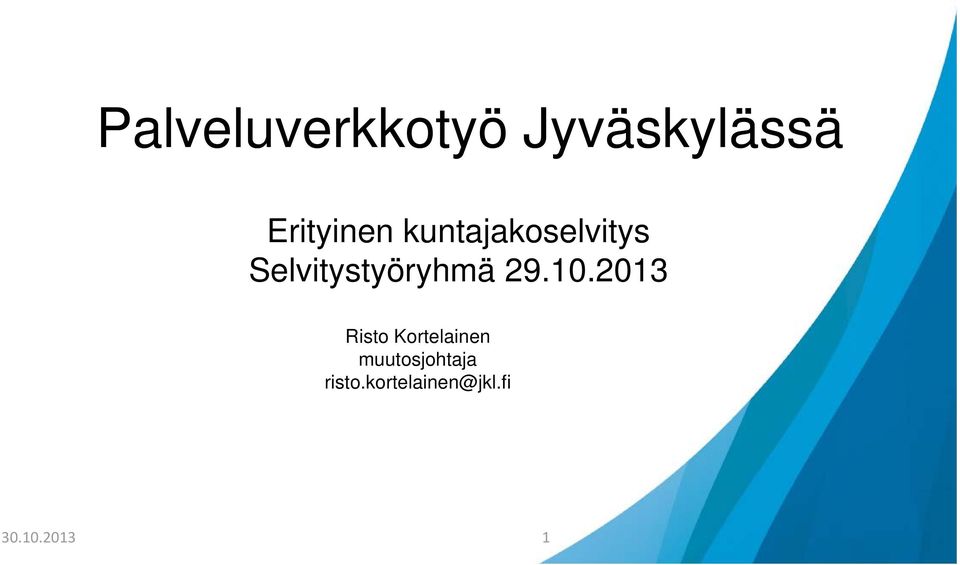 Selvitystyöryhmä 29.10.