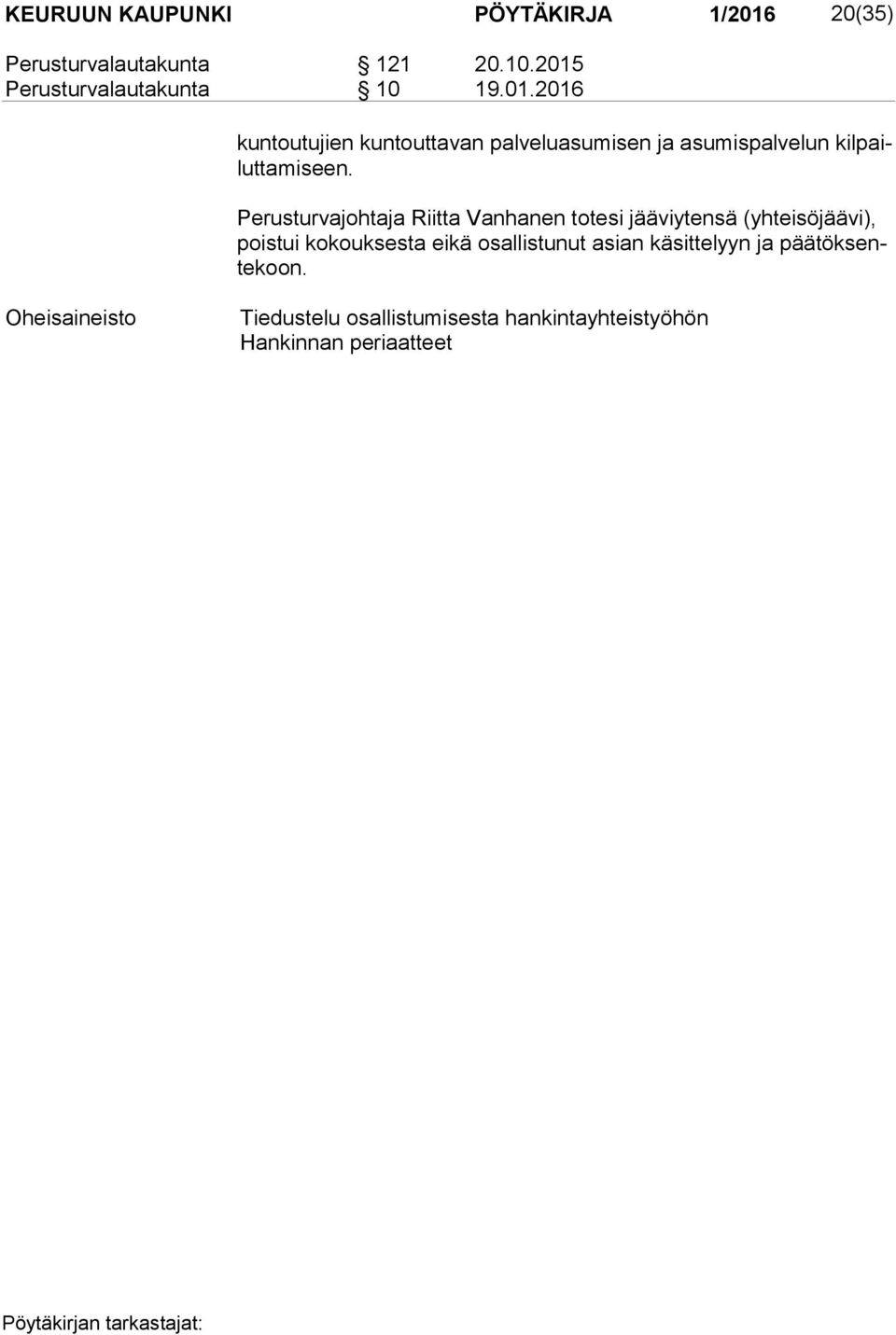 Perusturvalautakunta 10 19.01.