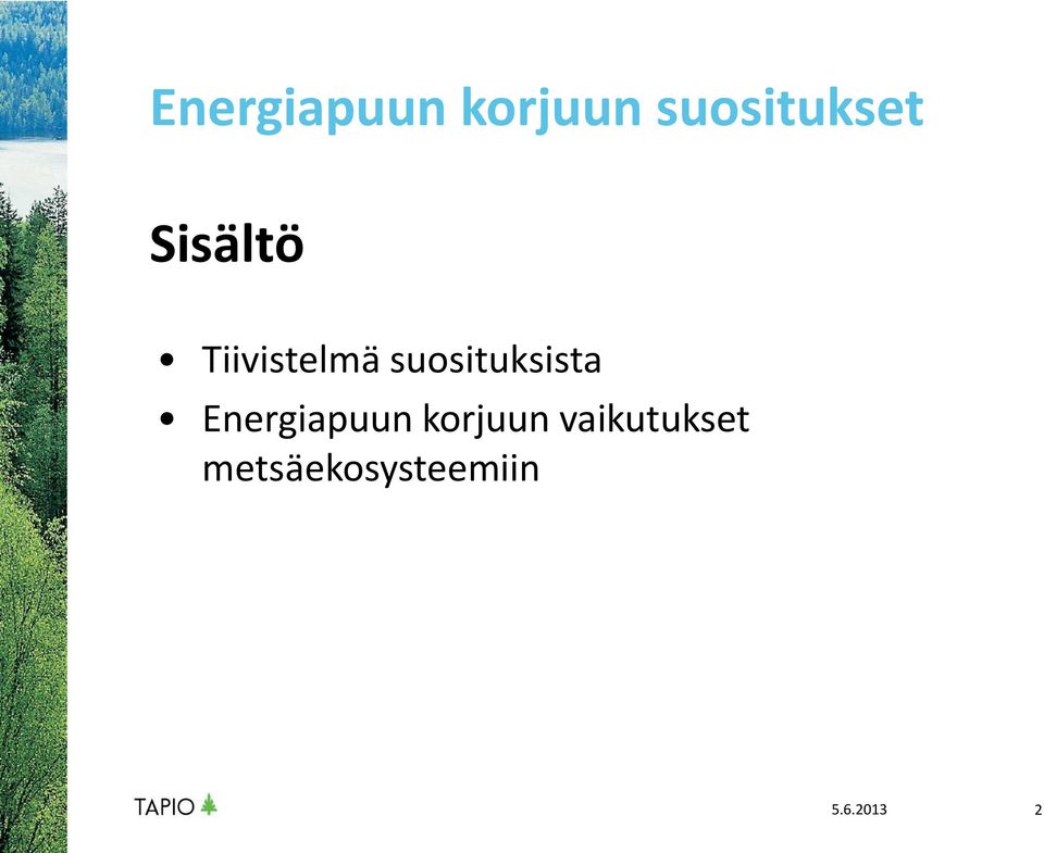 suosituksista Energiapuun