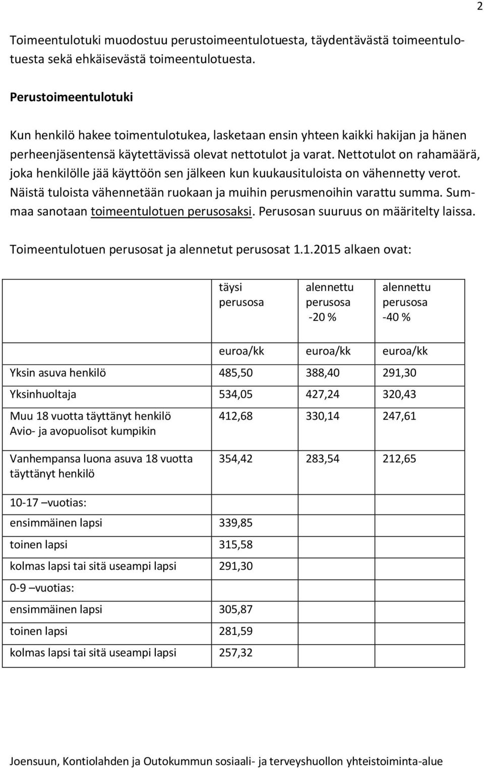 Nettotulot on rahamäärä, joka henkilölle jää käyttöön sen jälkeen kun kuukausituloista on vähennetty verot. Näistä tuloista vähennetään ruokaan ja muihin perusmenoihin varattu summa.