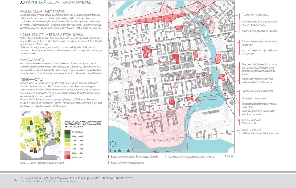 Myös maanalainen asemakaava ulottuu tarkastelualueelle. MOLININ TONTTI JA ETELÄPUISTON KILPAILU Molinin tontille on tarkoitus rakentaa uudisrakennus rajaamaan Keskustoria pohjoisesta.