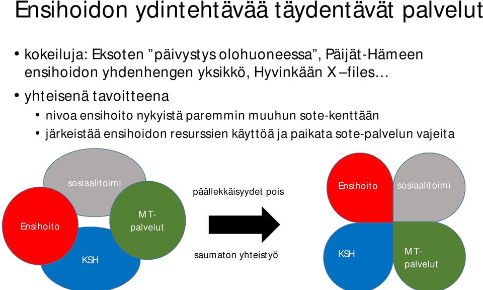 muuhun sote-kenttään järkeistää ensihoidon resurssien käyttöä ja paikata sote-palvelun vajeita