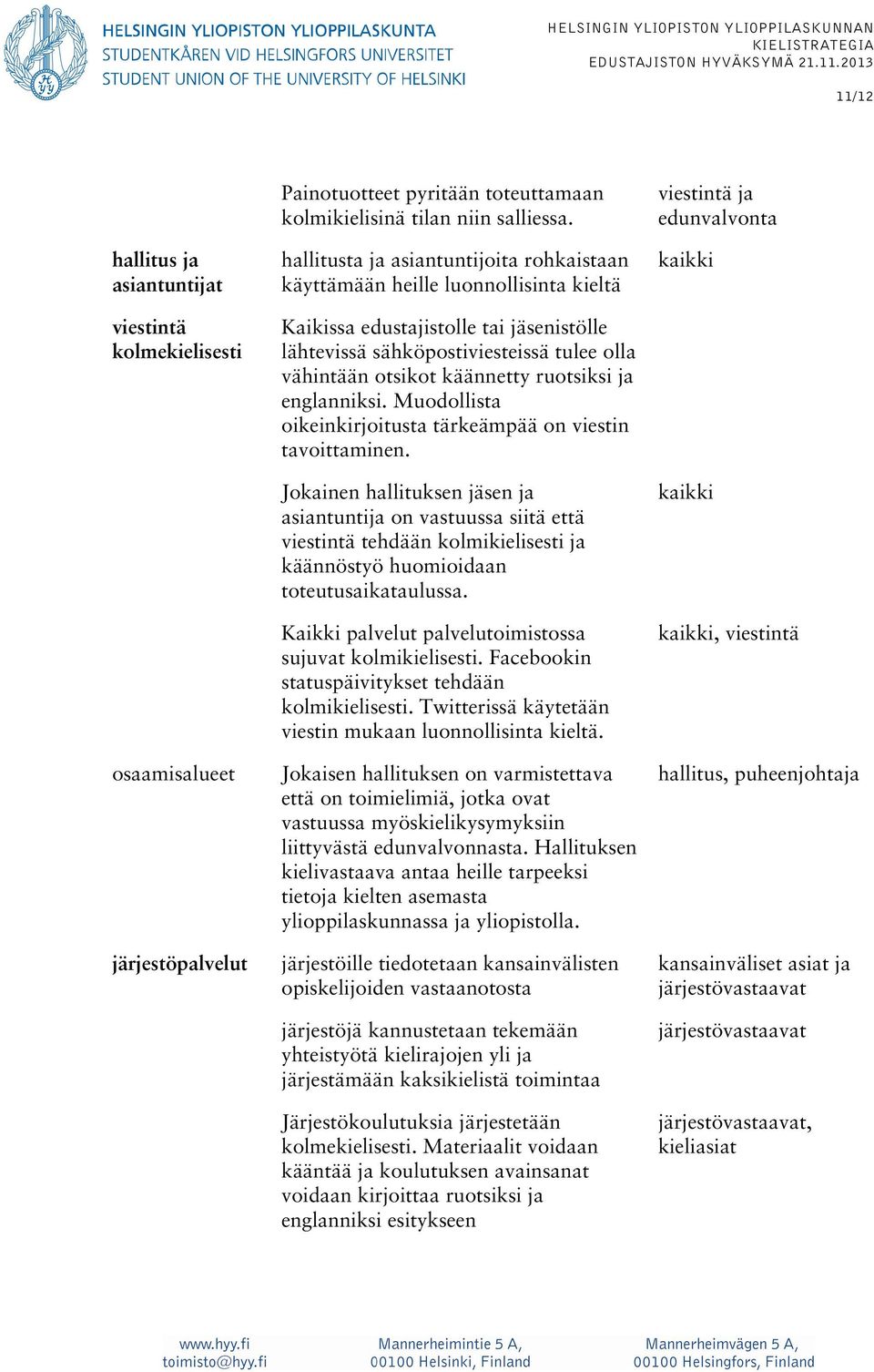 ruotsiksi ja englanniksi. Muodollista oikeinkirjoitusta tärkeämpää on viestin tavoittaminen.