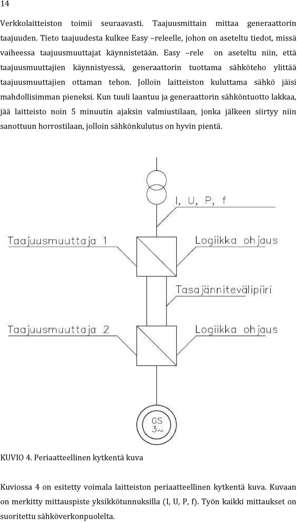 Easy rele on aseteltu niin, että taajuusmuuttajien käynnistyessä, generaattorin tuottama sähköteho ylittää taajuusmuuttajien ottaman tehon.