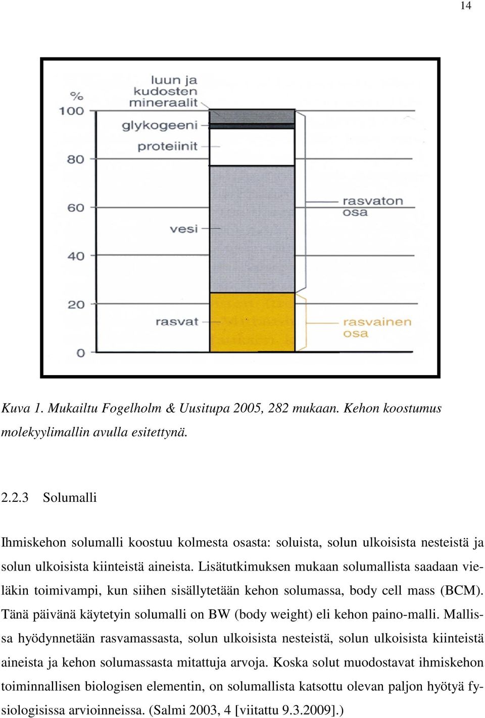 Tänä päivänä käytetyin solumalli on BW (body weight) eli kehon paino-malli.