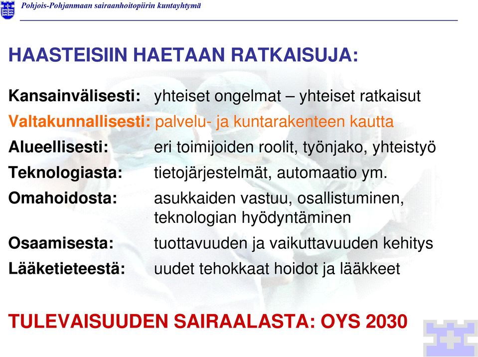 roolit, työnjako, yhteistyö tietojärjestelmät, automaatio ym.