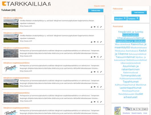 Vahtipalvelu Tarkkailija Palvelu elinympäristön ajankohtaisten kehittämisasioiden ja muutosten