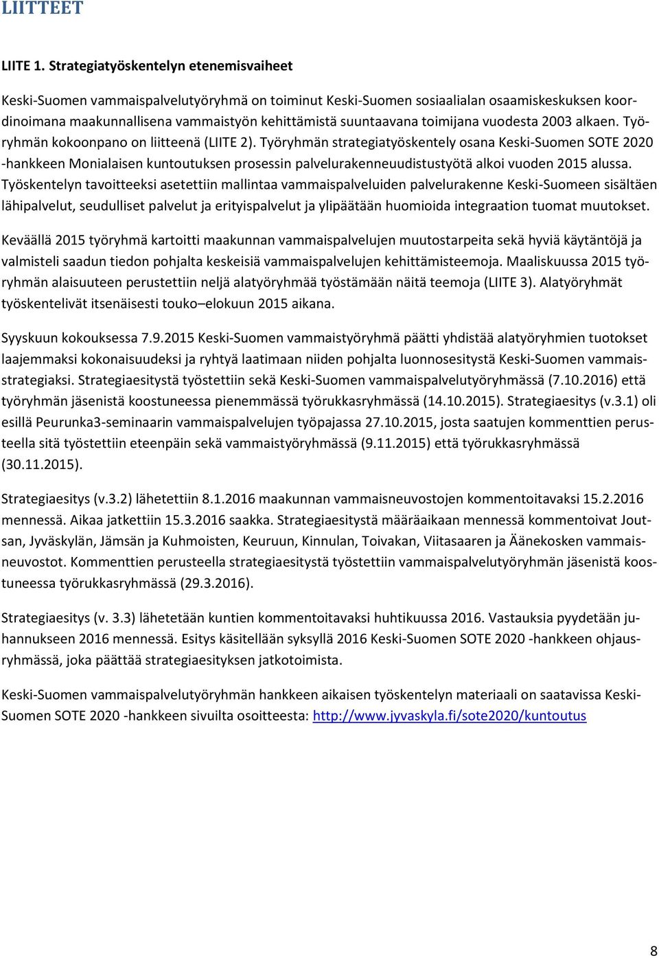 toimijana vuodesta 2003 alkaen. Työryhmän kokoonpano on liitteenä (LIITE 2).