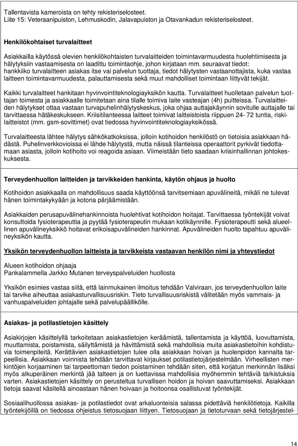 kirjataan mm.