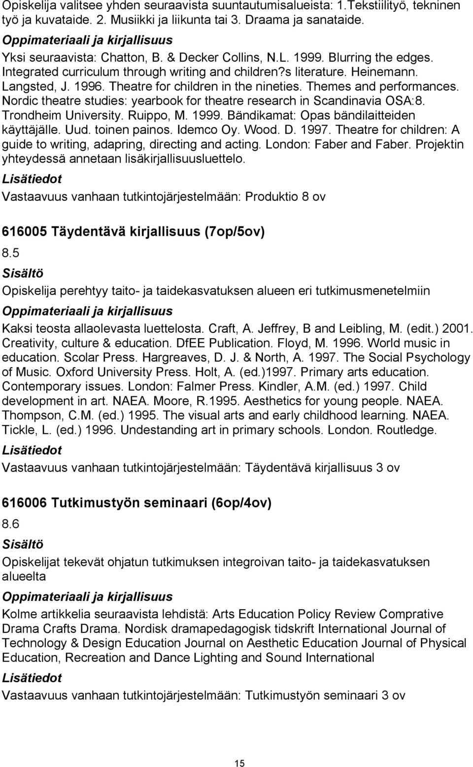 Themes and performances. Nordic theatre studies: yearbook for theatre research in Scandinavia OSA:8. Trondheim University. Ruippo, M. 1999. Bändikamat: Opas bändilaitteiden käyttäjälle. Uud.