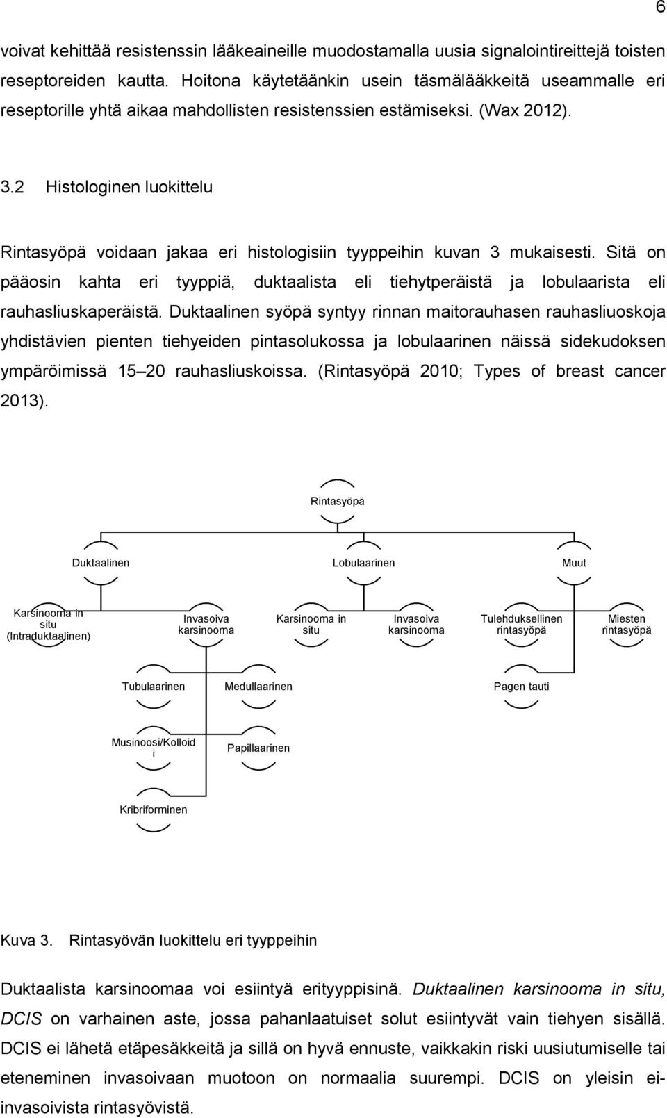 2 Histologinen luokittelu Rintasyöpä voidaan jakaa eri histologisiin tyyppeihin kuvan 3 mukaisesti.