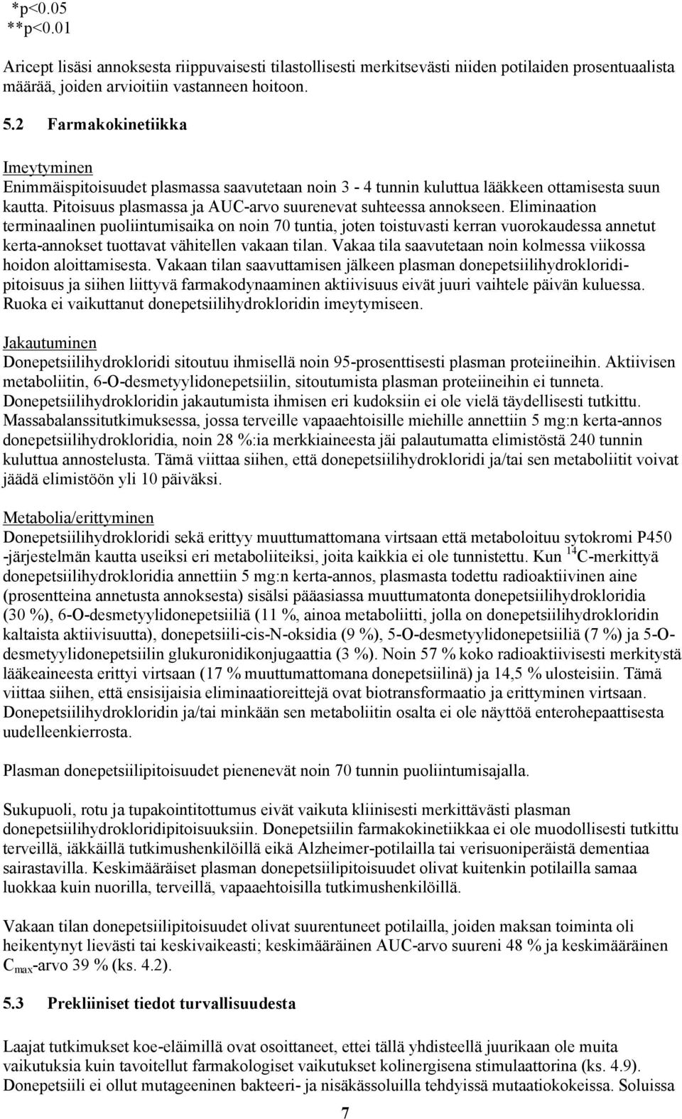 Eliminaation terminaalinen puoliintumisaika on noin 70 tuntia, joten toistuvasti kerran vuorokaudessa annetut kerta-annokset tuottavat vähitellen vakaan tilan.
