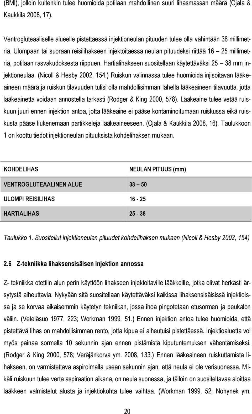 Ulompaan tai suoraan reisilihakseen injektoitaessa neulan pituudeksi riittää 16 25 millimetriä, potilaan rasvakudoksesta riippuen. Hartialihakseen suositellaan käytettäväksi 25 38 mm injektioneulaa.