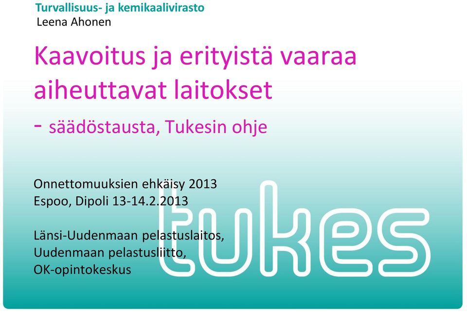 ohje Onnettomuuksien ehkäisy 20