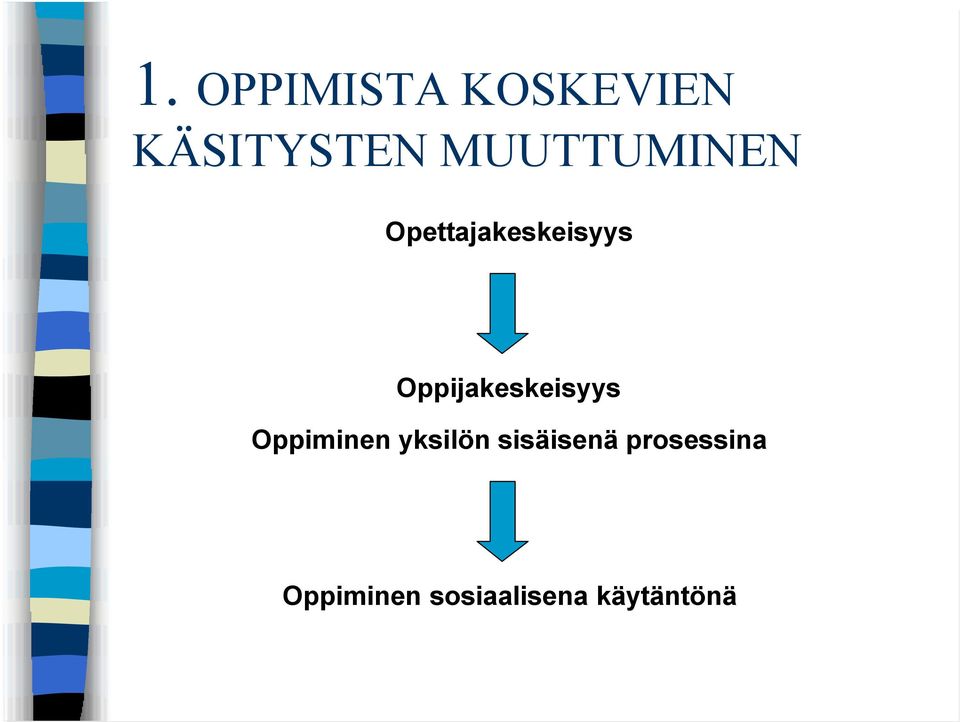 Oppijakeskeisyys Oppiminen yksilön