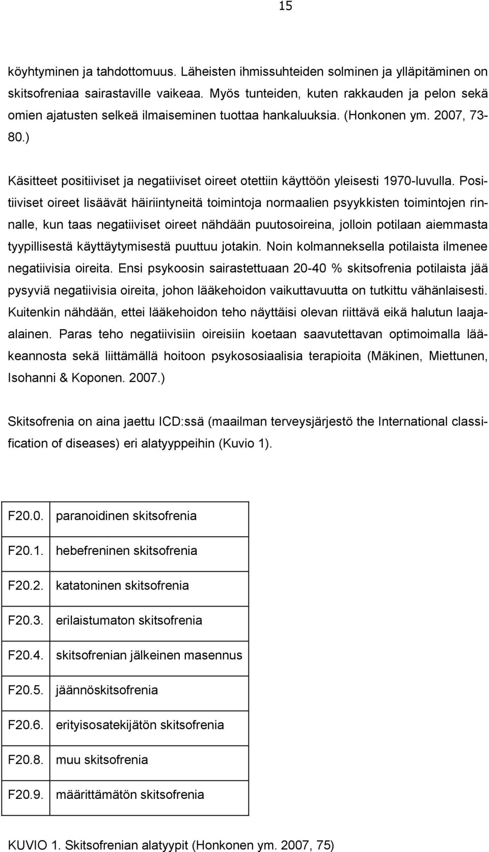 ) Käsitteet positiiviset ja negatiiviset oireet otettiin käyttöön yleisesti 1970-luvulla.
