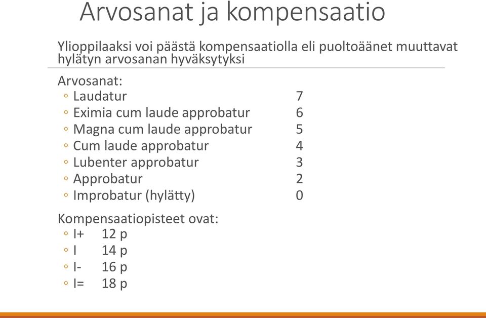 approbatur 6 Magna cum laude approbatur 5 Cum laude approbatur 4 Lubenter approbatur