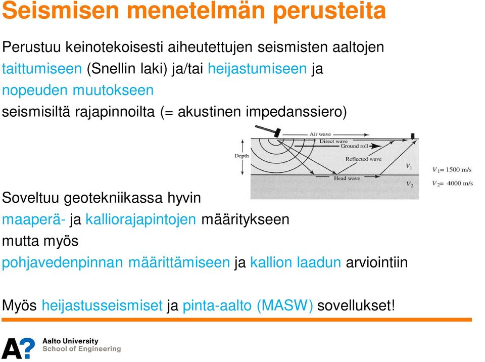 impedanssiero) Soveltuu geotekniikassa hyvin maaperä- ja kalliorajapintojen määritykseen mutta myös