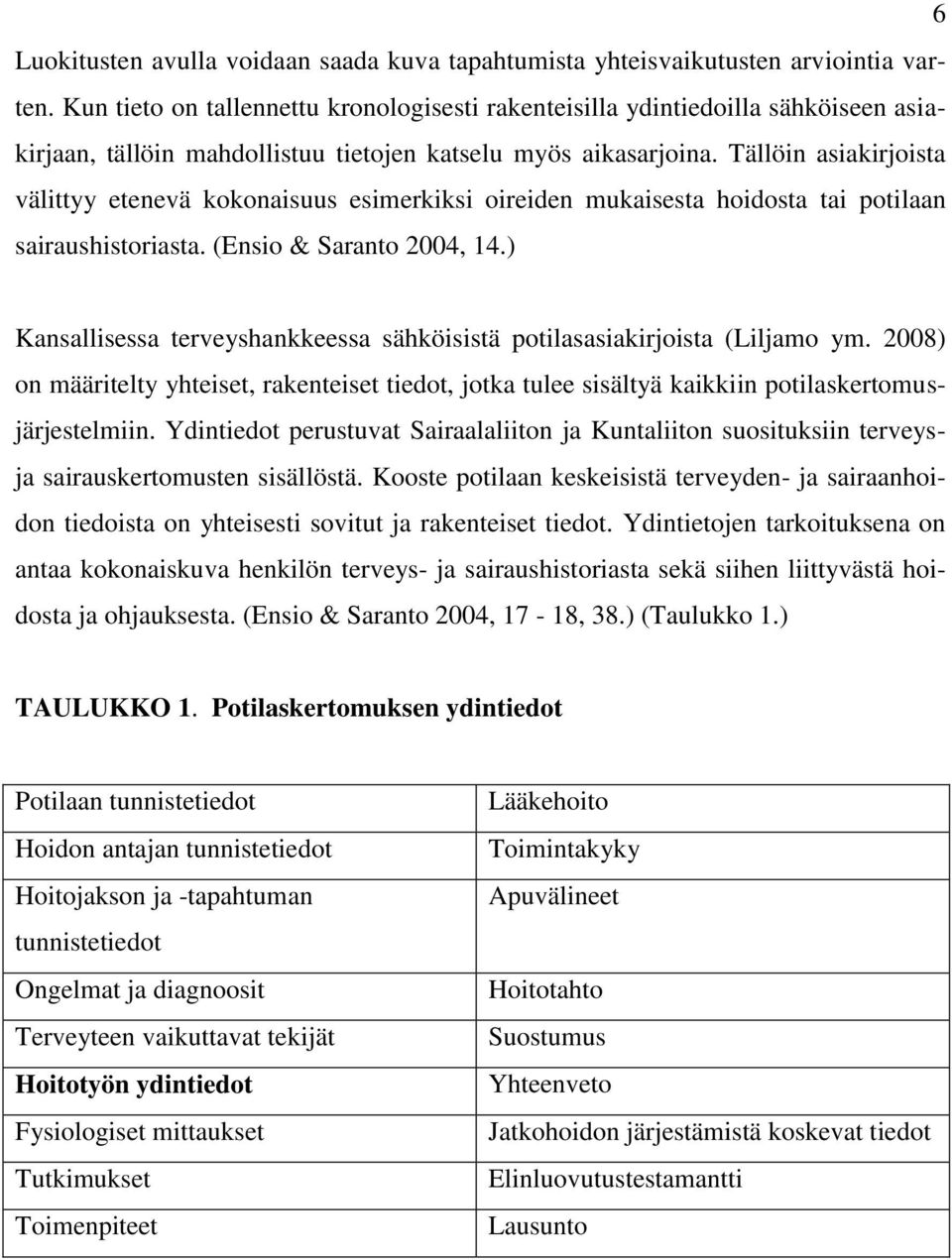 Tällöin asiakirjoista välittyy etenevä kokonaisuus esimerkiksi oireiden mukaisesta hoidosta tai potilaan sairaushistoriasta. (Ensio & Saranto 2004, 14.