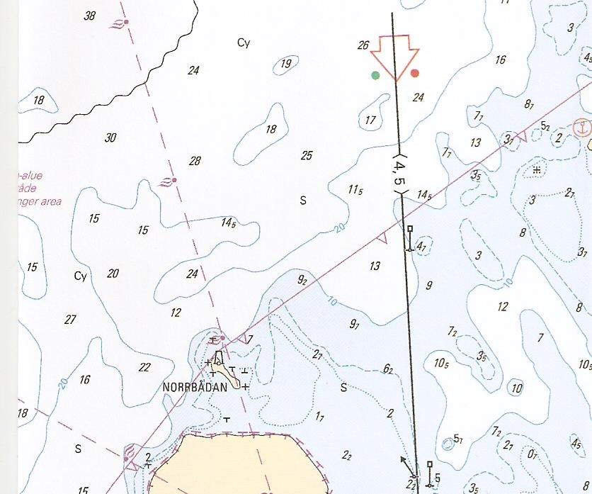 Tehtävä 4. Olet paikassa 63 55,45' N, 025 45,2'E ja seuraaat 4,5m väylää pohjoiseen.