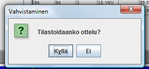 TiTu Ottelun lopetus Tarkista onko yhteys OK ja Jono tyhjä Valitse Päivitä tilastot