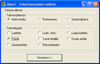 Esimerkki 2 - koiranomistajat Koiranomistajat halutaan erotella esim. erillisen postituksen tekemistä varten tai halutaan tulostaa lista kokeen hyväksytysti suorittaneista tai ei suorittaneista.