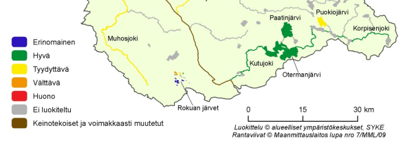 5 VESISTÖTARKKAILU 16 5.1 Vesistöalueen kuvaus Oulujoen alaosan vesistöalueen pinta-ala on 3 2 km 2 ja järvisyys 3,2 % (Ekholm 1993).