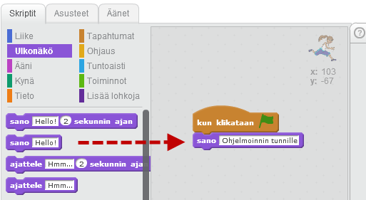 5 Näyttämön saa suurennettua näyttämön vasemmassa reunassa olevasta painikkeesta.