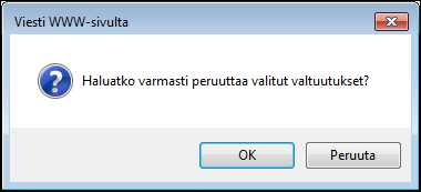 Hakutuloksesta voit valita peruutettavaksi haluamasi valtuutukset tai Valitse kaikki painikkeella kaikki hakutuloksen listaamat valtuutukset.