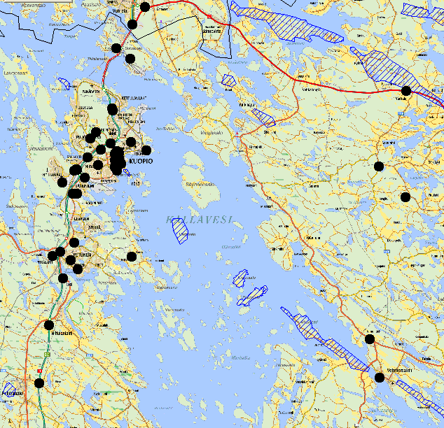 Tausta-aineistoja Riskialueet Pohjavesialueet Kuntien väkiluvut Rakennusten arvotietoja