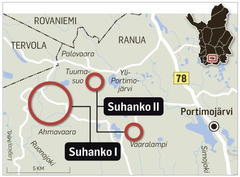 21 Kuvio 3. Kartta Suhangon kaivoshankkeen vaiheista (Pohjolan Sanomat 2013) 3.1.4 Kaivosalueen maankäyttö Alustavien arvioiden mukaan kaivosalueeseen tarvittava alueen laajuus tulee olemaan melko suuri.