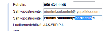 15.3.2016 9(10) Luottamushenkilön yhteystietojen ylläpitäminen Henkilön puhelinnumero- tai sähköpostiosoite voidaan tallentaa luottamustehtävän ylläpitoruudussa.