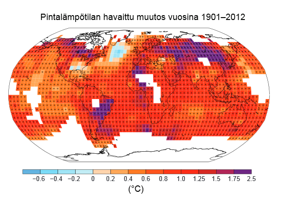 ILMAKEHÄ Maapallon keskilämpötila on noussut vuodesta 1880 vuoteen 2012 0,85 ºC