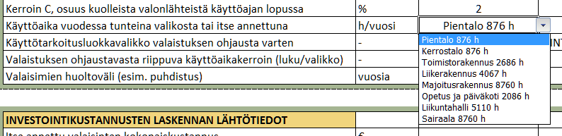 4 Laskentatyökalun käyttäminen 1/4 1. Valitse taulukon yläreunan painikkeista sopiva laskentatyökalu (katso sivu 6). 2. Täytä tummavihreillä paksuilla kehyksillä täytettyjen alueiden tiedot.